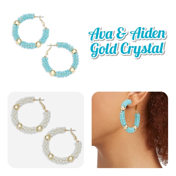 Ava & Aiden Jewelry - Ava And Aiden Gold Crystal Bead Hoop Earrings